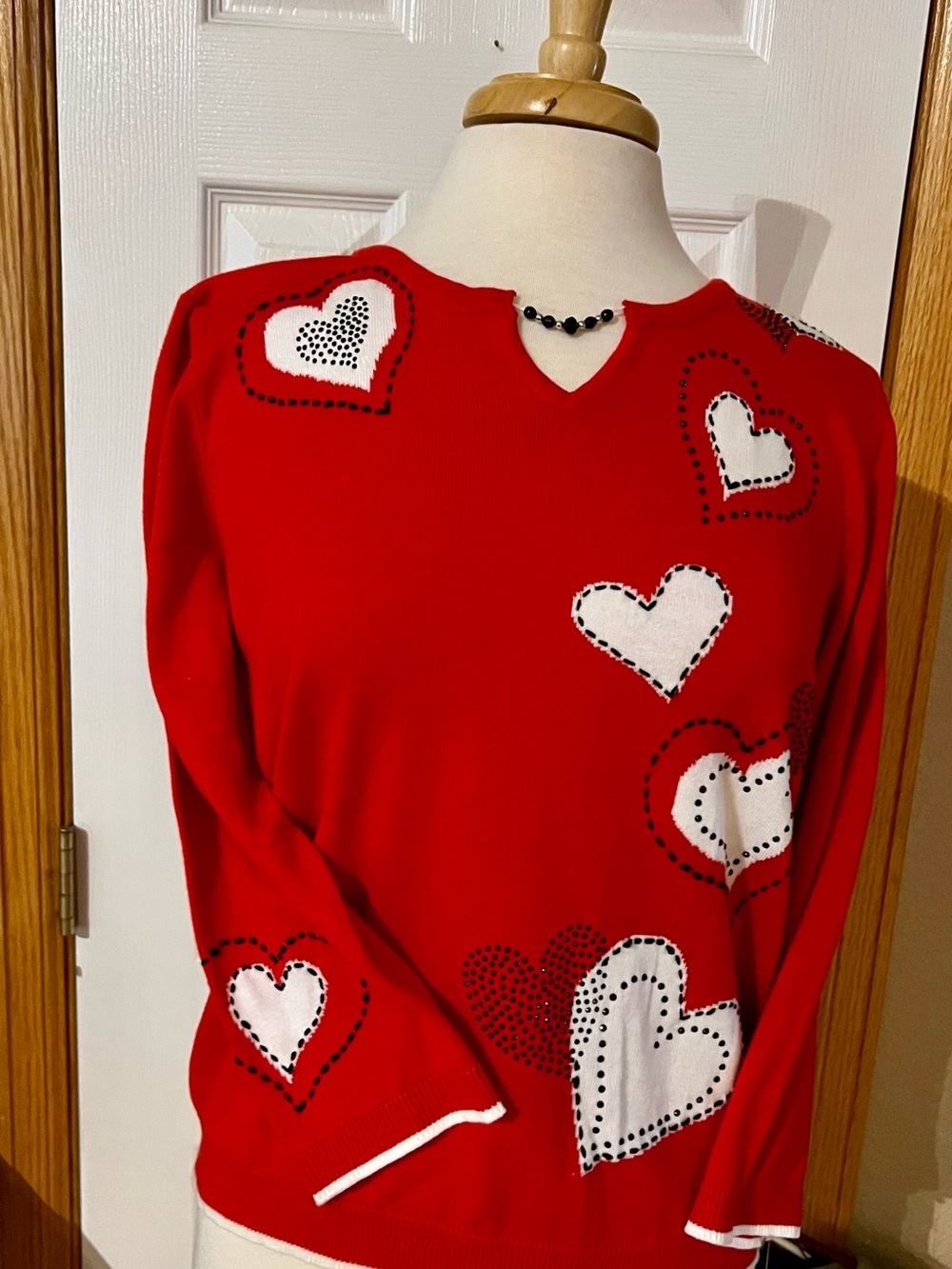 Red Heart-Print Women's Sweater - Alfred Dunner NWT